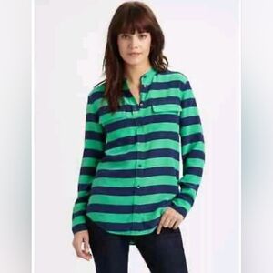 Equipment Femme Cabana Silk Long Sleeve Striped Button down Shirt Size M